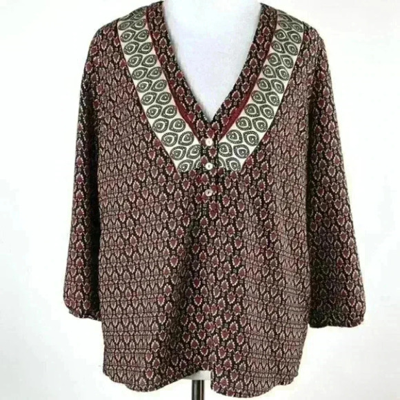 Forever 21 top size S Red black v-neck pop over - Picture 1 of 7